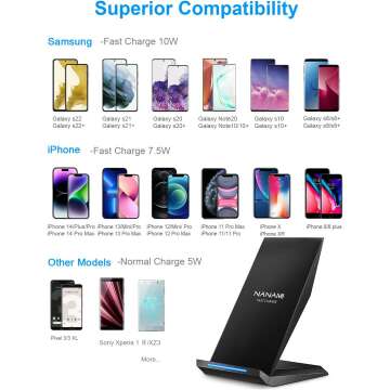 NANAMI Fast Wireless Charger 2 Pack for iPhone & Galaxy