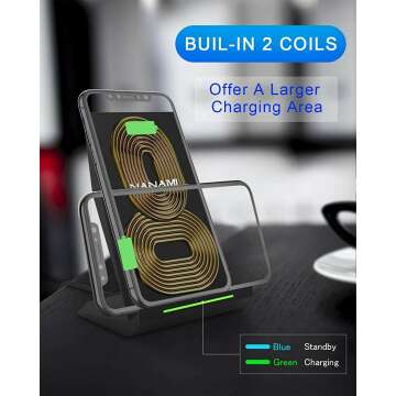 NANAMI Fast Wireless Charger 2 Pack for iPhone & Galaxy