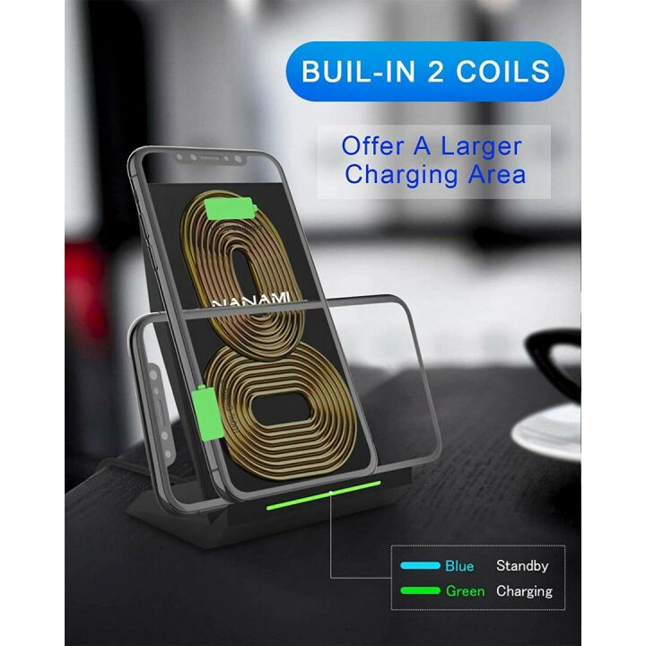 NANAMI Fast Wireless Charger 2 Pack for iPhone & Galaxy