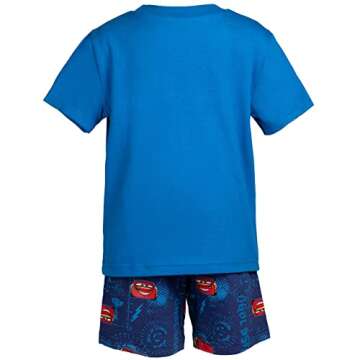Disney Pixar Cars Lightning McQueen Toddler Boys T-Shirt and French Terry Shorts Outfit Set Blue 3T