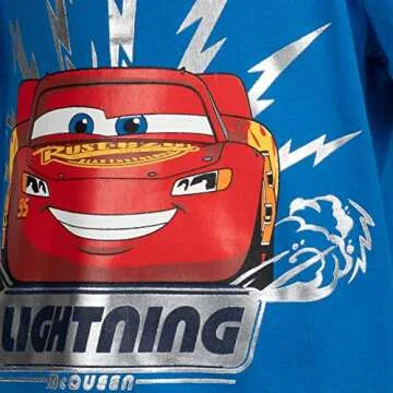 Disney Pixar Cars Lightning McQueen Toddler Boys T-Shirt and French Terry Shorts Outfit Set Blue 3T