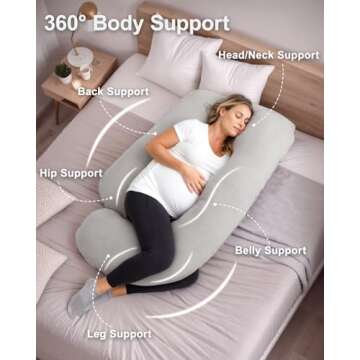 ESUERDO Pregnancy Pillows for Sleeping, Soft Full Body Maternity Pillows with Removable Washable Cov...
