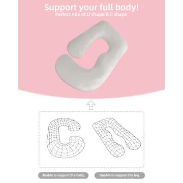 ESUERDO Pregnancy Pillows for Sleeping, Soft Full Body Maternity Pillows with Removable Washable Cover, Support for Back, Belly, HIPS, Legs for Pregnant Women, 57 Inch Body Pillow for Women Adults