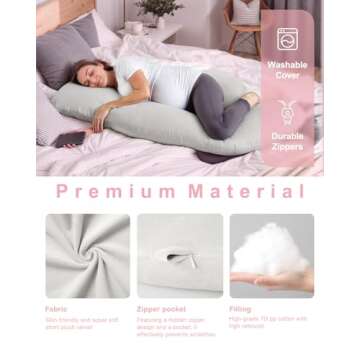 ESUERDO Pregnancy Pillows for Sleeping, Soft Full Body Maternity Pillows with Removable Washable Cover, Support for Back, Belly, HIPS, Legs for Pregnant Women, 57 Inch Body Pillow for Women Adults