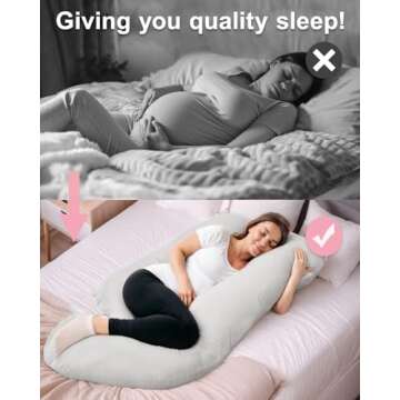 ESUERDO Pregnancy Pillows for Sleeping, Soft Full Body Maternity Pillows with Removable Washable Cover, Support for Back, Belly, HIPS, Legs for Pregnant Women, 57 Inch Body Pillow for Women Adults
