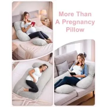 ESUERDO Pregnancy Pillows for Sleeping, Soft Full Body Maternity Pillows with Removable Washable Cover, Support for Back, Belly, HIPS, Legs for Pregnant Women, 57 Inch Body Pillow for Women Adults
