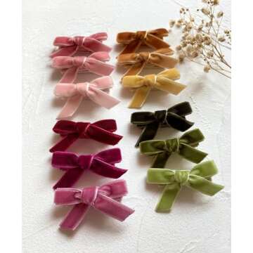Velvet Baby Hair Bows - 20pcs Baby Clips for Girls