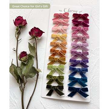 Velvet Baby Hair Bows - 20pcs Baby Clips for Girls