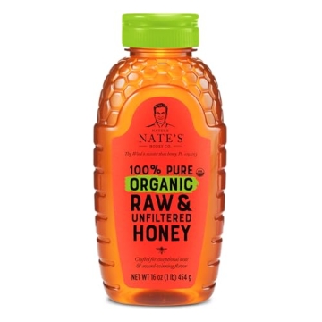 Nate's Organic Raw & Unfiltered Honey - 16oz USDA Certified Squeeze Bottle
