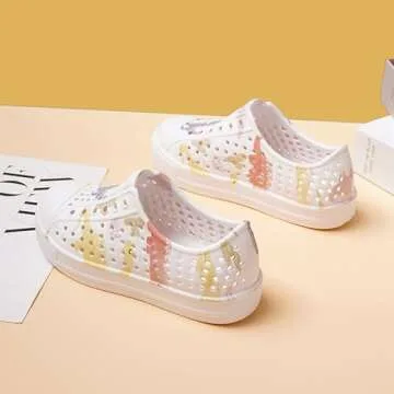 QLZ Toddler Kids Water Shoes for Boys Girls Garden Sandals Rubber Shoes Beach Sneakers, Slip-on Anti-Slip Lightweight Breathable Quick Dry Soft Flexible（Toddler/Little Kid/Big Kid）