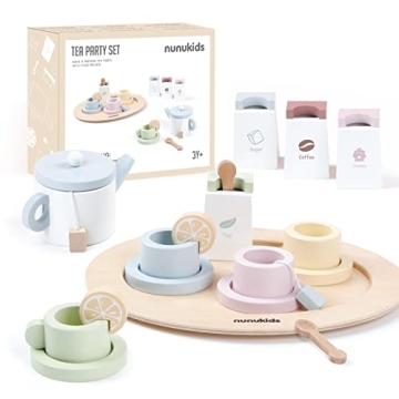 Discover nunukids Wooden Tea Set for Fun Pretend Play