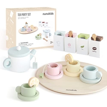 Discover nunukids Wooden Tea Set for Fun Pretend Play