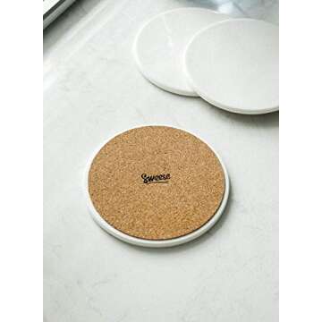 Stylish Sweese Porcelain Coasters Set of 6 with Cork Back
