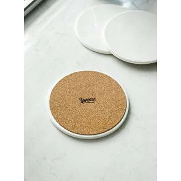 Stylish Sweese Porcelain Coasters Set of 6 with Cork Back