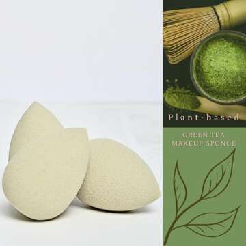 Bumfuzz Green Tea Beauty Sponge - Plant-Based, Eco-Friendly, Cruelty-Free, Dye-Free & Latex-Free Ble...
