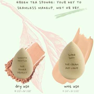 Bumfuzz Green Tea Beauty Sponge - Plant-Based, Eco-Friendly, Cruelty-Free, Dye-Free & Latex-Free Blender, Biodegradable & Vegan Makeup Sponge, Makeup Blender, Perfect for Liquid & Powder (1 Count)