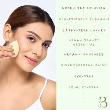 Bumfuzz Green Tea Beauty Sponge - Plant-Based, Eco-Friendly, Cruelty-Free, Dye-Free & Latex-Free Blender, Biodegradable & Vegan Makeup Sponge, Makeup Blender, Perfect for Liquid & Powder (1 Count)