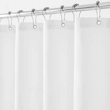 Felisa Blue Striped Shower Curtain Liner with Double Knot Fringe, Farmhouse Boho Fabric Shower Curtain for Bathroom,Machine Washable,72"x72"