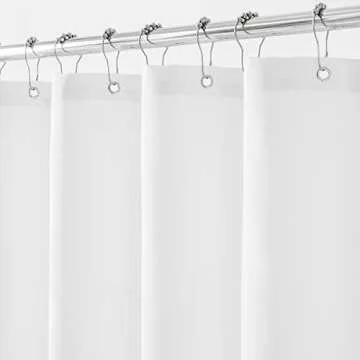 Felisa Blue Striped Shower Curtain Liner with Double Knot Fringe, Farmhouse Boho Fabric Shower Curtain for Bathroom,Machine Washable,72"x72"
