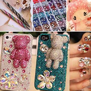 3000pcs Flatback Rhinestones for Crafts,Pink and White Crystals Rhinestone,Resin Flatback Rhinestones Glitter Gems Nail Diamonds Rhinestones Flatback Rhinestones for Clothes Accessories DIY