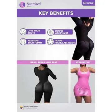 Snatched Body Women's Stage 1 Full Body Shapewear Faja Colombiana Post Surgery Compression BBL Black L