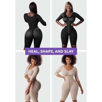 Snatched Body Women's Stage 1 Full Body Shapewear Faja Colombiana Post Surgery Compression BBL Black L