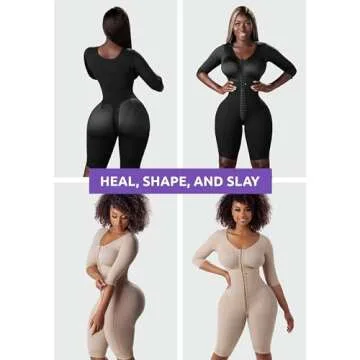 Snatched Body Women's Stage 1 Full Body Shapewear Faja Colombiana Post Surgery Compression BBL Black L