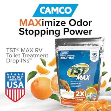 Camco TST MAX Camper/RV Toilet Treatment Drop-INs - Control Odors & Break Down Waste