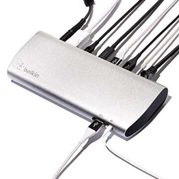 Belkin Thunderbolt 3 Dock w/ 2.6ft Thunderbolt 3 Cable (Thunderbolt Dock for MacBook Pro models from 2016 or later, includes the 2018 version), Dual 4K @60Hz, 40Gbps Data Transfer Speeds)