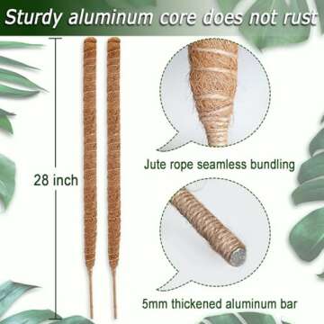 28-Inch Bendable Moss Poles for Climbing Plants Indoor