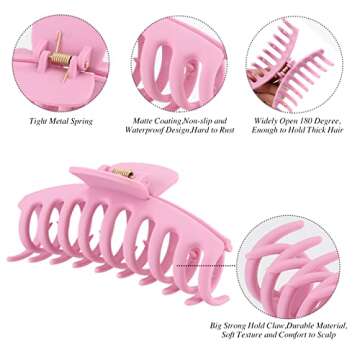 12 Color Large Matte Hair Claw Clips - 4.3 Inch Nonslip Big hair clamps,Perfect Jaw Hair Accessories for Women Thick Hair