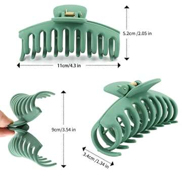 12 Color Large Matte Hair Claw Clips - 4.3 Inch Nonslip Big hair clamps,Perfect Jaw Hair Accessories for Women Thick Hair