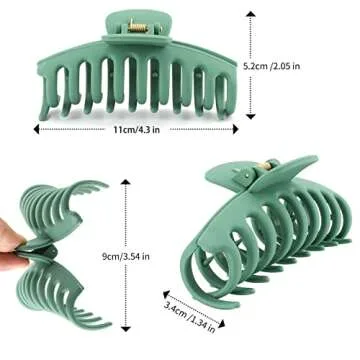 12 Color Large Matte Hair Claw Clips - 4.3 Inch Nonslip Big hair clamps,Perfect Jaw Hair Accessories for Women Thick Hair