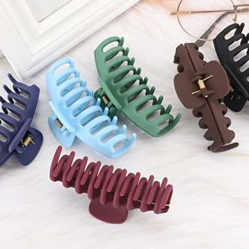 12 Color Large Matte Hair Claw Clips - 4.3 Inch Nonslip Big hair clamps,Perfect Jaw Hair Accessories for Women Thick Hair