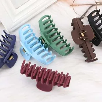 12 Color Large Matte Hair Claw Clips - 4.3 Inch Nonslip Big hair clamps,Perfect Jaw Hair Accessories for Women Thick Hair