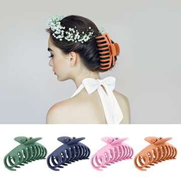 12 Color Large Matte Hair Claw Clips - 4.3 Inch Nonslip Big hair clamps,Perfect Jaw Hair Accessories for Women Thick Hair
