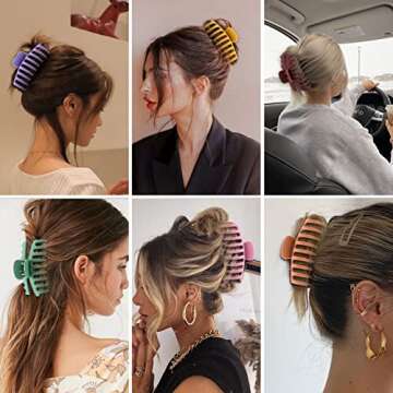12 Color Large Matte Hair Claw Clips - 4.3 Inch Nonslip Big hair clamps,Perfect Jaw Hair Accessories for Women Thick Hair