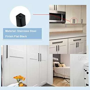 goldenwarm 10 Pack 5 Inch Black Cabinet Handles Matte Black Drawer Pulls Stainless Steel Cabinet Hardware Square Bar Modern Cabinet Handles for Kitchen Bathroom Cupboard