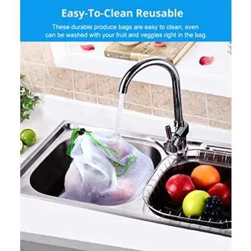 Reusable Mesh Produce Bags Washable, Eco Friendly Produce Bags Nonplastic Zero-Waste Reusable Produce Bags with Drawstring & Tare Weight Tags for Fruits and Veggies, Grocery Storage 3 Sizes (9)