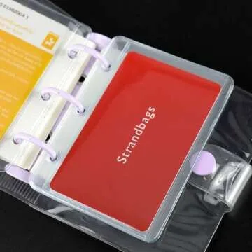 NatSumeBasics 12 A9 Mini Binder Pockets Zipless Clear Cash Envelopes PVC Sheet Protectors 3 Holes Inserts for 3 Ring A9 Planner Organizer Photos Cards Bills (Clear A9)