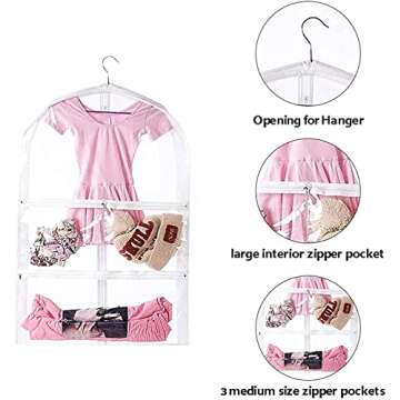 3 Packs Clear Kids Dance Costume Garment Bags,Garment Bag 35 Inch for Dance Competitions,Foldable Tr...