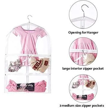 3 Packs Clear Kids Dance Costume Garment Bags,Garment Bag 35 Inch for Dance Competitions,Foldable Tr...