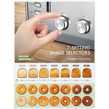 4 Slice Stainless Steel Toaster with Bagel Function and Warming Rack