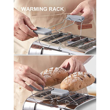 4 Slice Stainless Steel Toaster with Bagel Function and Warming Rack
