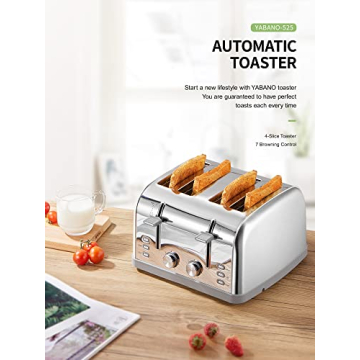 4 Slice Stainless Steel Toaster with Bagel Function and Warming Rack