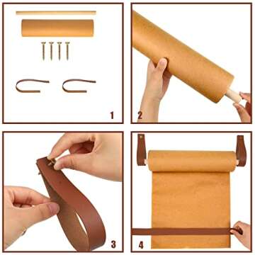 Lincia Wall-Mounted 12" Kraft Paper Roll Dispenser-Roller Kraft Paper Roll Display - Wall Decor/Butcher Paper Holder - Includes 30meter Kraft Paper Roll for Artwork, to-do Lists, Ideas Ideal for Home