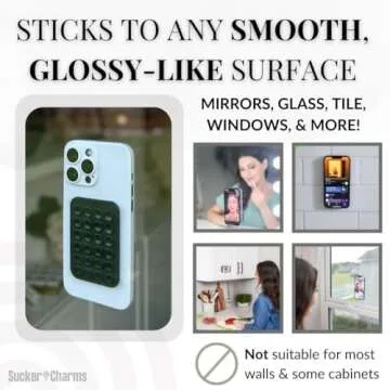 Removable and Reusable Adhesive, Silicone Suction Phone Case Mount, iPhone and Android Phone Accessory, Hands-Free Mirror Phone Holder, TikTok Videos, Sticky Grip, Patent Pending (BlackBerry)