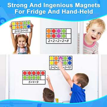 Magnetic Ten-Frame Set - Math Manipulatives Games for Kindergarten Elementary, 6 Ten Frames & 66 Magnetic Math Counters Toys for Boys/ Girls , STEM Learning Educational Number Toy For Children's Gift…