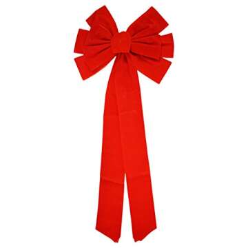 Black Duck Brand Set of 2 Red Velvet Bows 26" Long 10" Wide 10 Loop Holiday/Christmas Bows!
