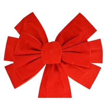Black Duck Brand Set of 2 Red Velvet Bows 26" Long 10" Wide 10 Loop Holiday/Christmas Bows!